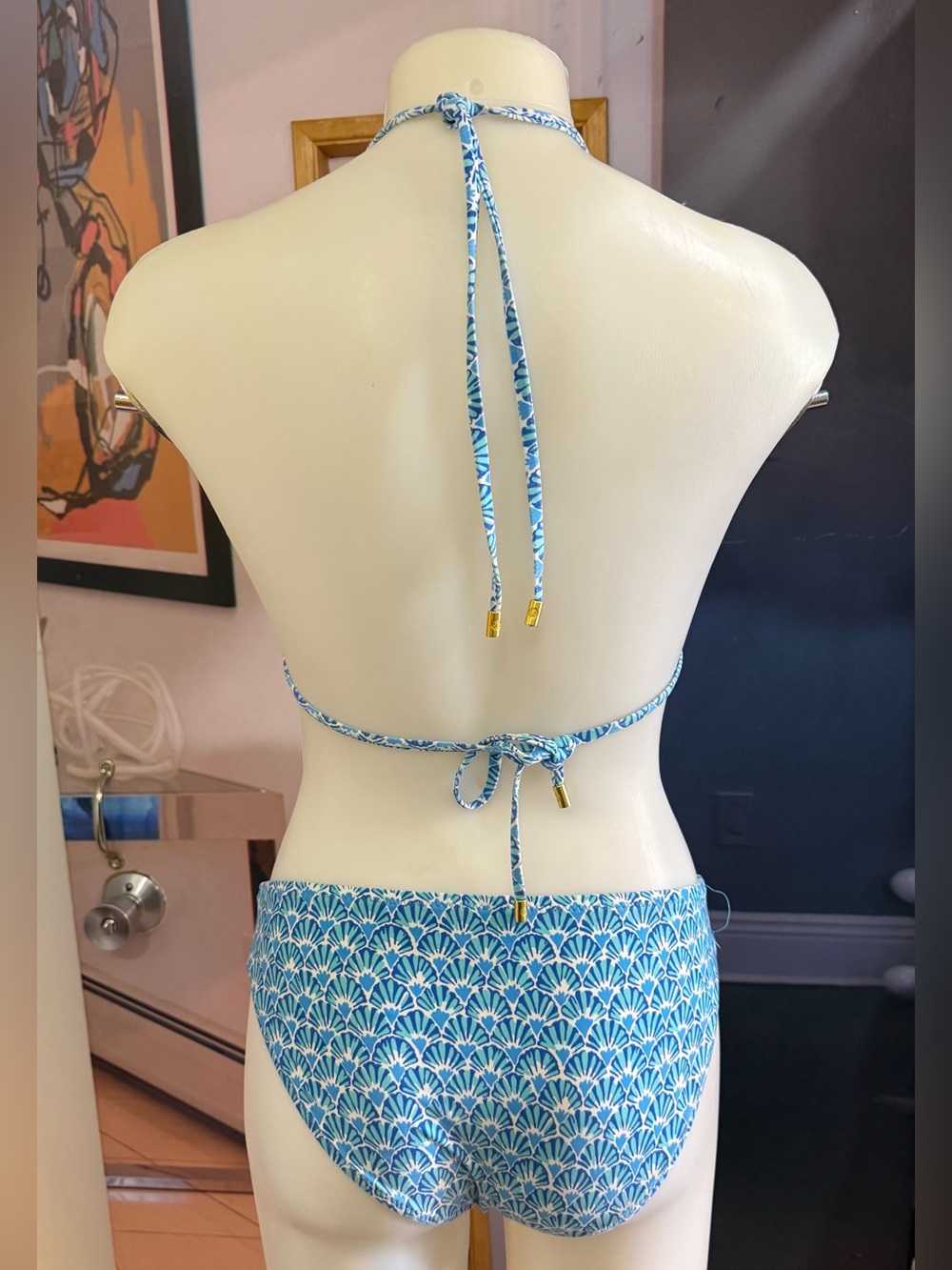Helen Jon Blue Shell-Print Triangle Bikini - Picture 4 of 12